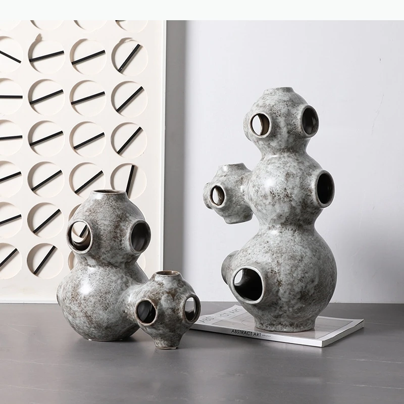 Ceramic Handicraft Abstract Planet Hollow Pipe Ceramic Ornament Decorative Figurines Home Decoration Accessories