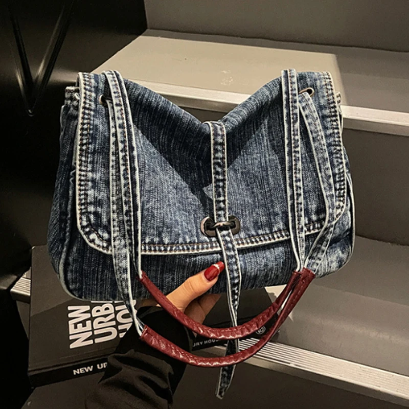 

Retro Commuter Tote Bag Women's Bag 2025 Summer New Style Trendy Denim Casual Single Shoulder Crossbody Bag