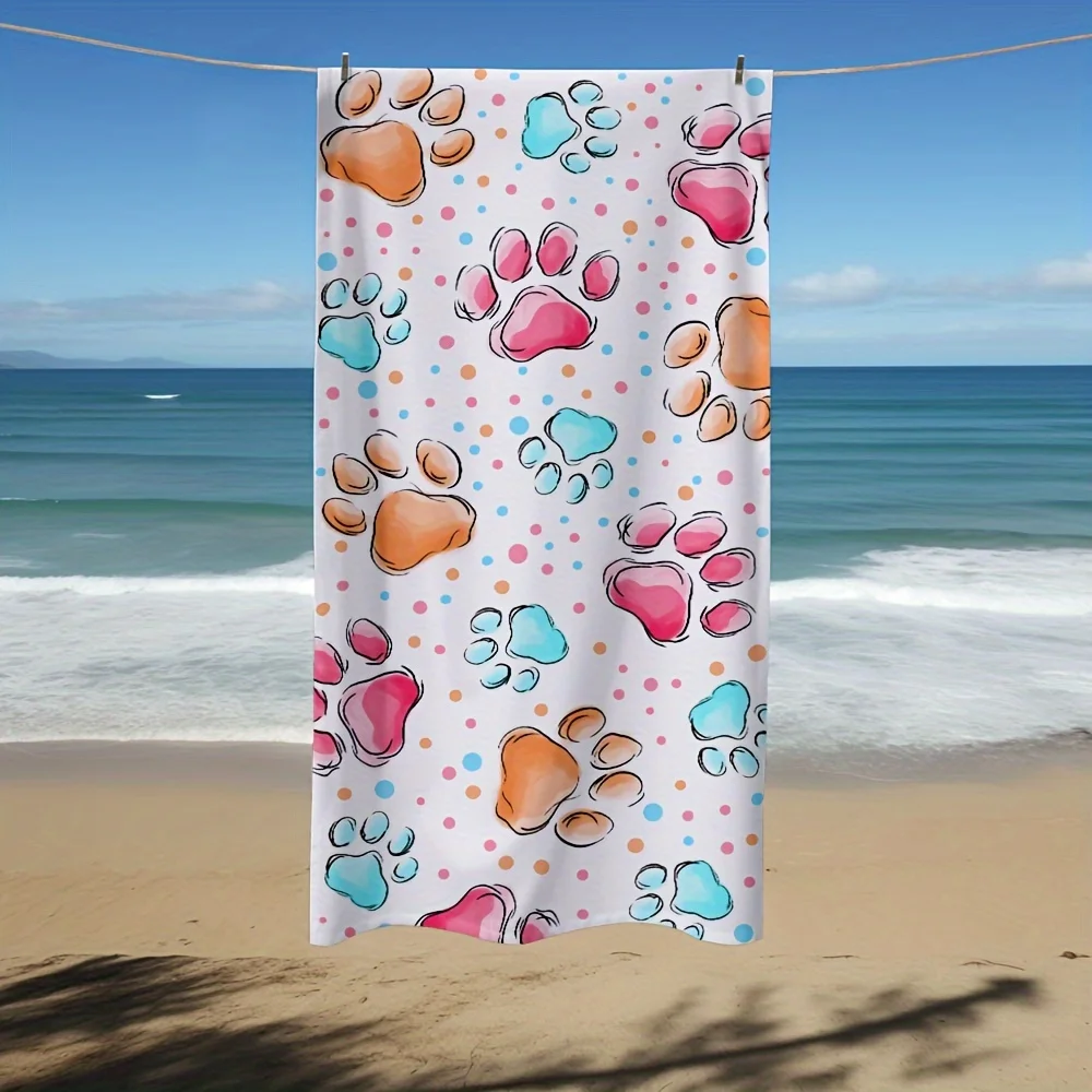 Cute Cat Paw Design Soft Quick Dry Towel, Lightweight for Pool Camping Yoga Travel
