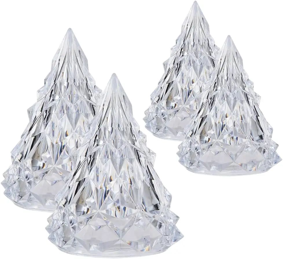 4PCS Christmas Night Light - Novelty Iceberg Shaped Bedside Lamp Figurine Decorative Bar Ambient Lighting for Home Xmas Decor
