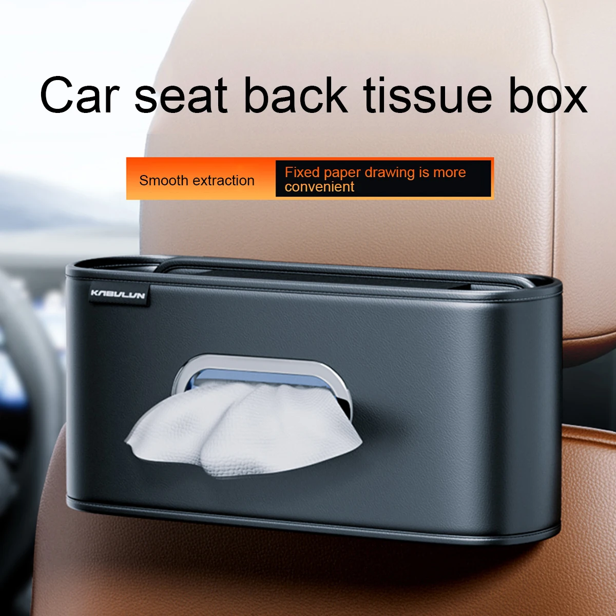 1 Stück Auto-Taschentuchbox, am Fahrzeug montierte Taschentuchbox, Auto-Taschentuchspender, multifunktionales elastisches Band aus Leder, für Mittelkonsole