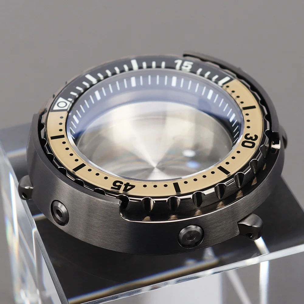 47mm Herren-Taucheruhr mit gunmetalfarbenem Gehäuse, Saphirglas, für Tuna Cann NH35 NH36 NH34NH38 Uhrwerk, C3 Leuchtzifferblatt, Lünetteneinlage, 20ATM – Detail 3