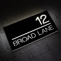 Outdoor LED Lighted House Number Residential Room Number Street Name Sign Laser Engraved Acrylic Plaque Modern Home Decor Gift