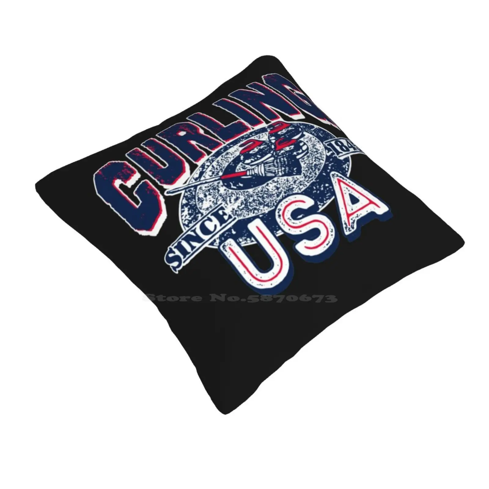 Curling Usa Since 1845 Pillows Case Bedroom Home Decoration Curling Stone Usa Curling Ice Curler Curling Broom Sports Curling