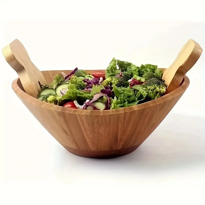 Handcrafted Natural Teak Wood Salad Spoon Set Eco-Friendly Non-Scratch Kitchen Utensils for Soup Stirring Mixing Cooking