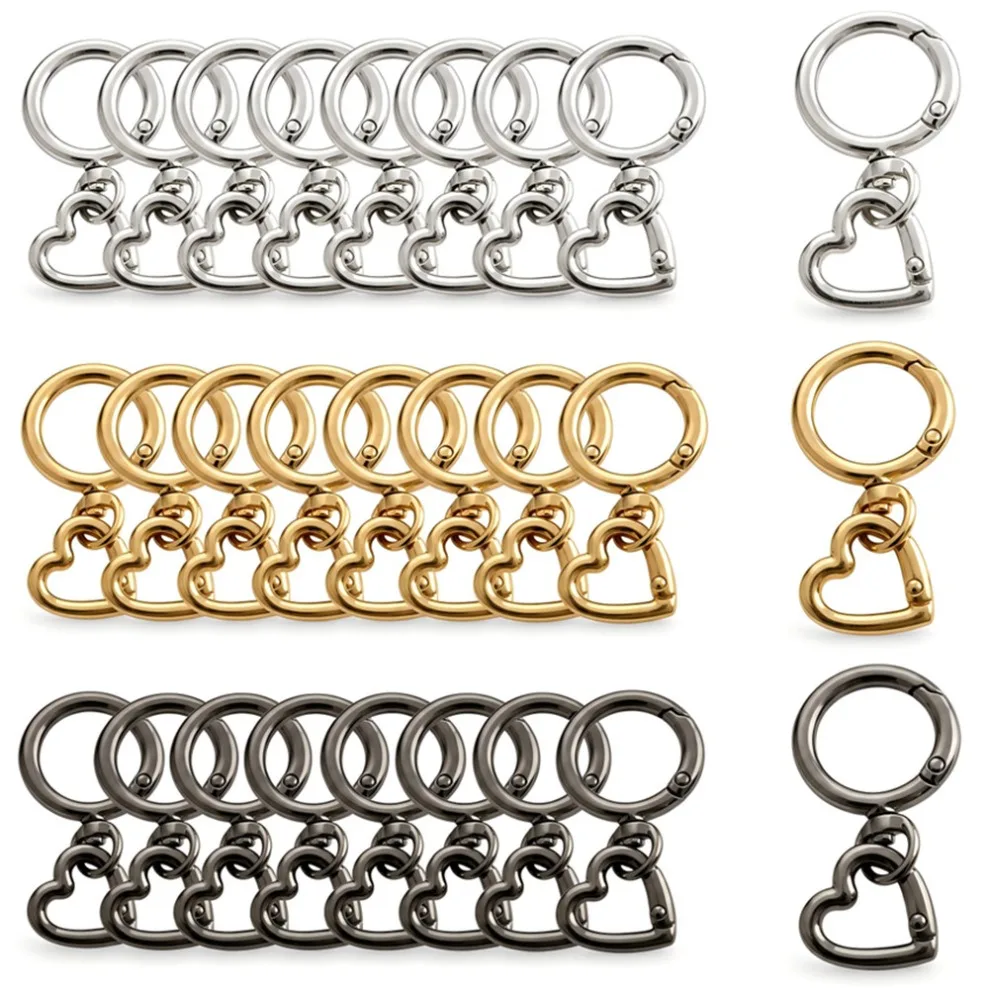 2/30Set Key Chain Key Rings Metal Swivel Clasps Snap-On Keychain Ring Hook Spring Clip Lobster for Lanyards Jewelry Findings