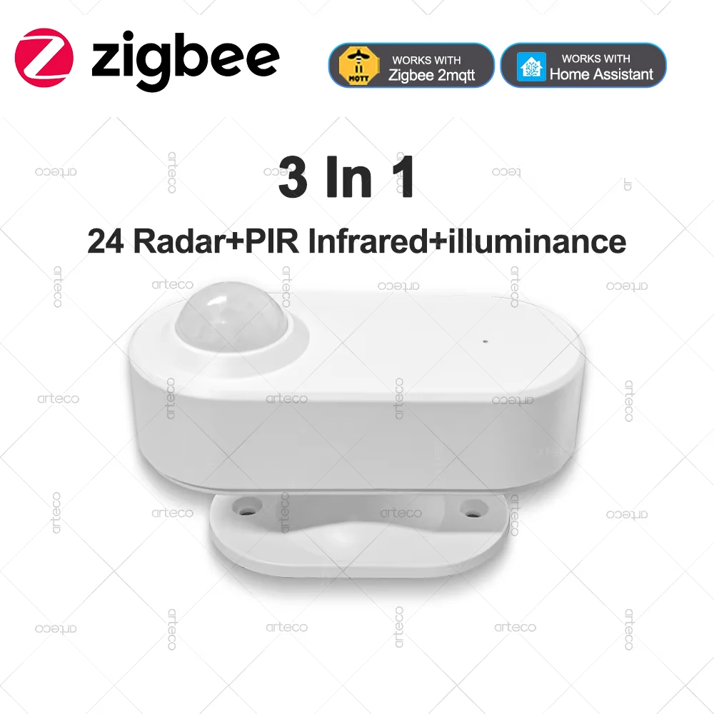 3 In 1 ZigBee 24G MmWave Radar Human Body Presence Motion Sensor +PIR Infrared+illuminance Dectection Home Automation For Z2M