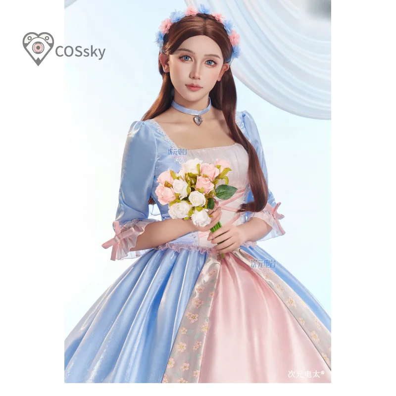 

Erika Princess Cosplay Costume Anime Barb cos ie New Women Gorgeous Wedding Dress Necklace Headpiece Halloween Party Uniform