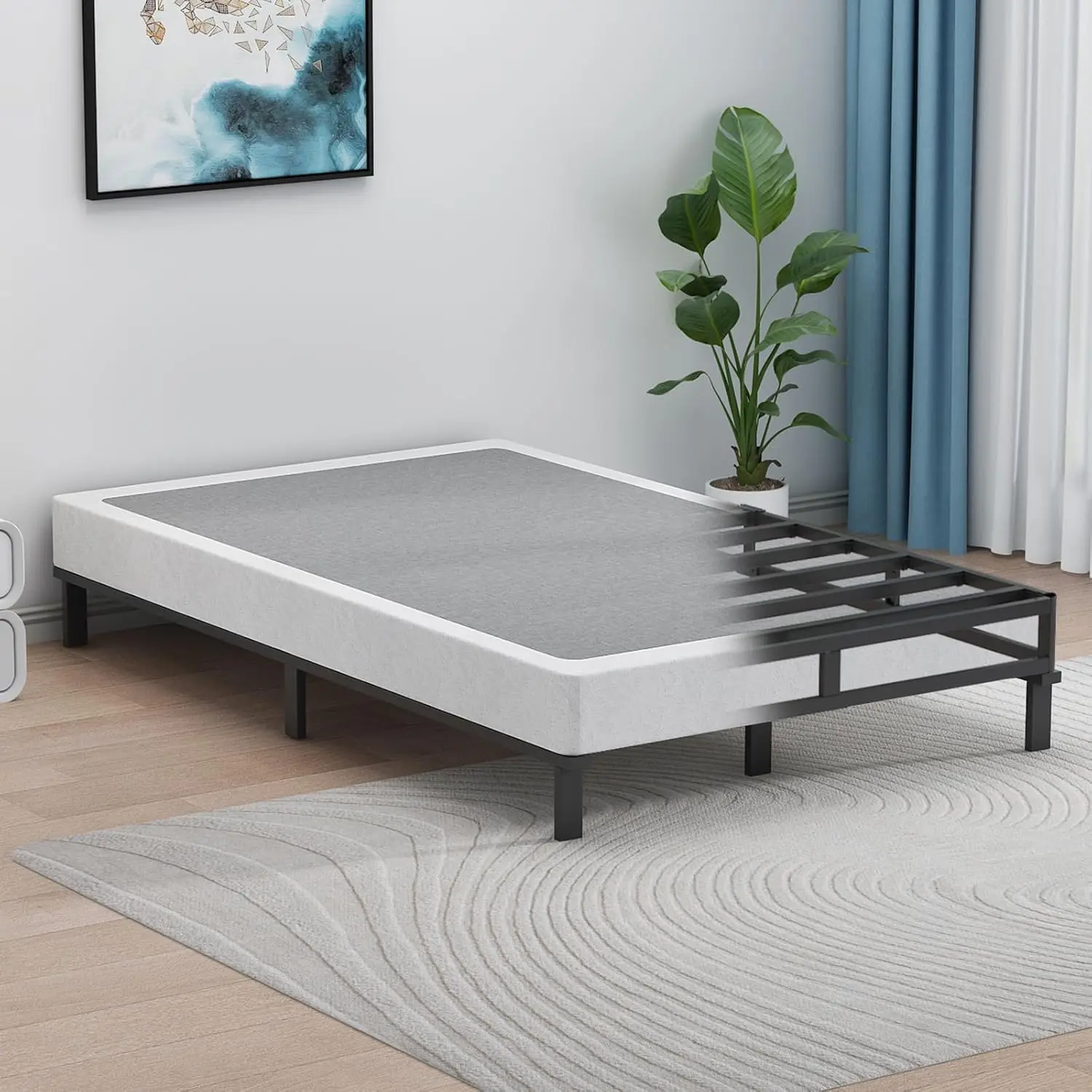 Twin Box Spring 5Inch Box Spring for Twin Bed, 2000lbs Heavy Duty Metal Mattress Foundation Support with Easy Clean Fabric Cover