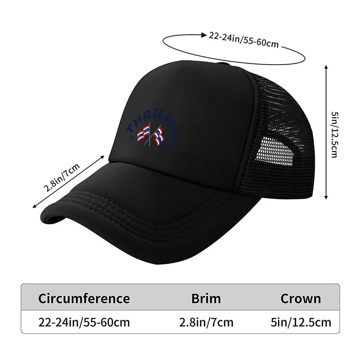 Thailand Est 1949 Krung Thep Maha Nakhon Capital Design Mesh Baseball Cap Hip Hop Dad Hat For Womens Unisex Female