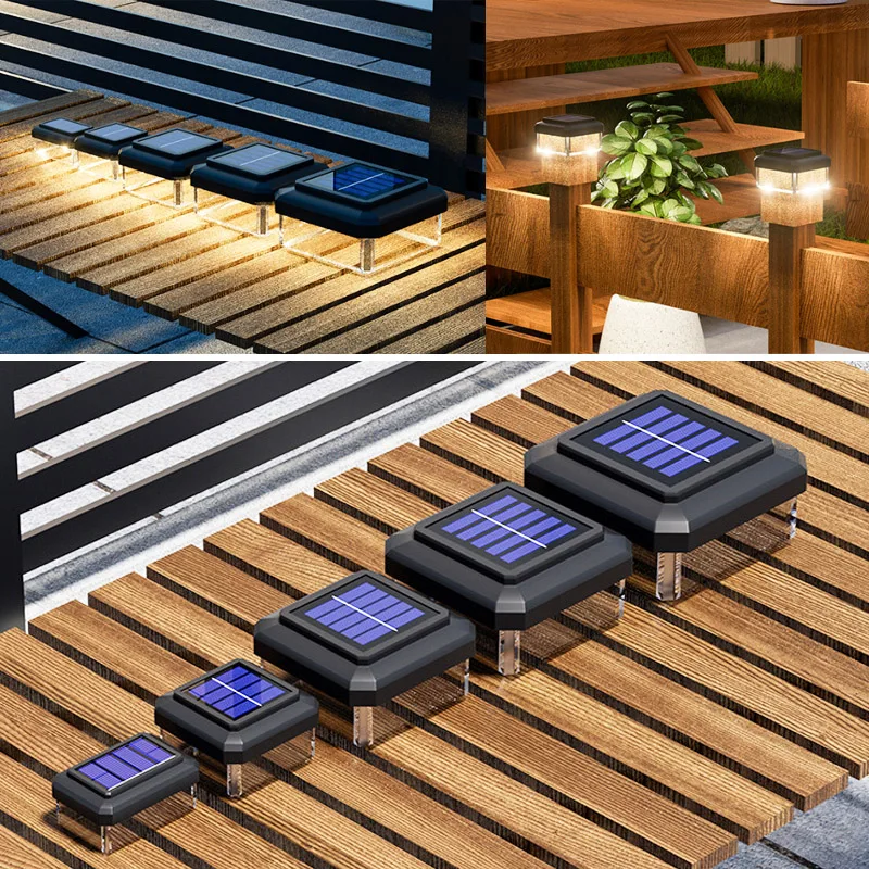 Waterproof Solar LED Post Cap Light Outdoor Square Fence Deck Column Lamp Auto On/Off Garden Patio Yard Landscape Decor Light