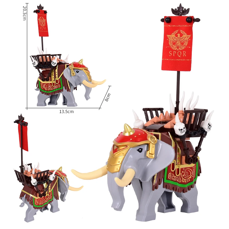 Creativity DIY Medieval Military Romance Of The Three Kingdoms Knight Elephant Building Blocks Kit Bricks Model Kids Toys ﻿