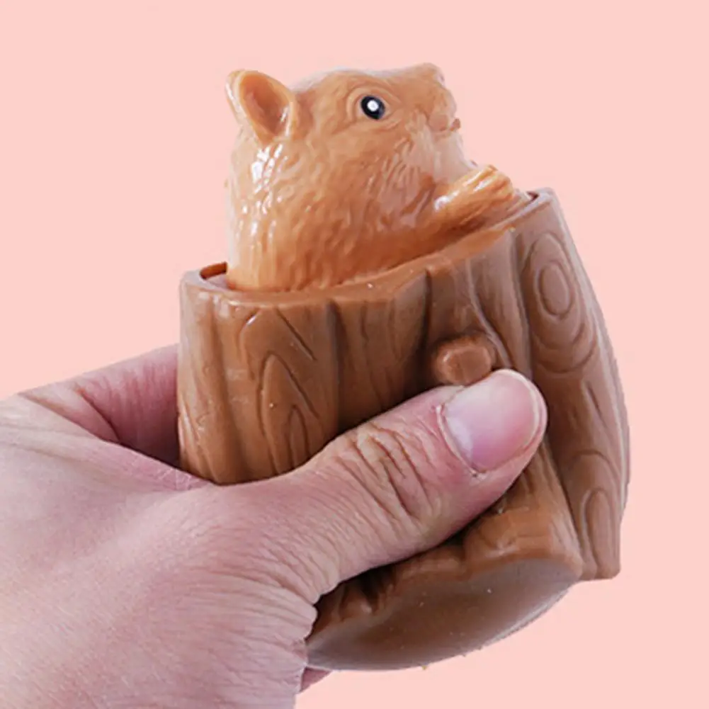 

Funny Squeeze Toys Tree Stump Evil Squirrel Cup Decompression Telescopic Head Spoof Toy Stress Reilef Finger Toy For Kids Adults