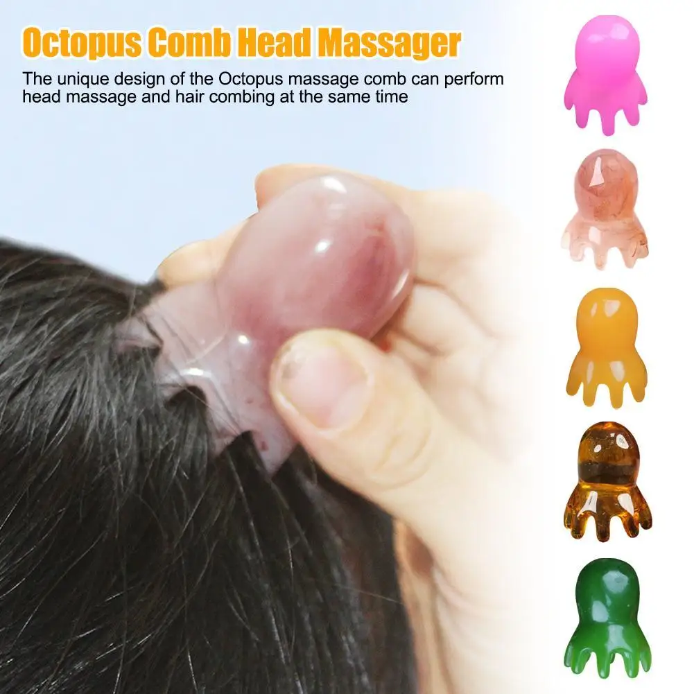 Portable Resin Massage Comb Solid Color Eight-tooth Comb ASMR Relax Brush Massage Octopus Comb Hair Relaxation Tools