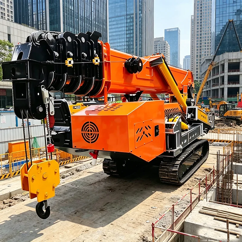 Mini-grue pliable 3T Spider Crawler Lifting Crane à double alimentation, utilisée pour les réparations mineures de ponts.
