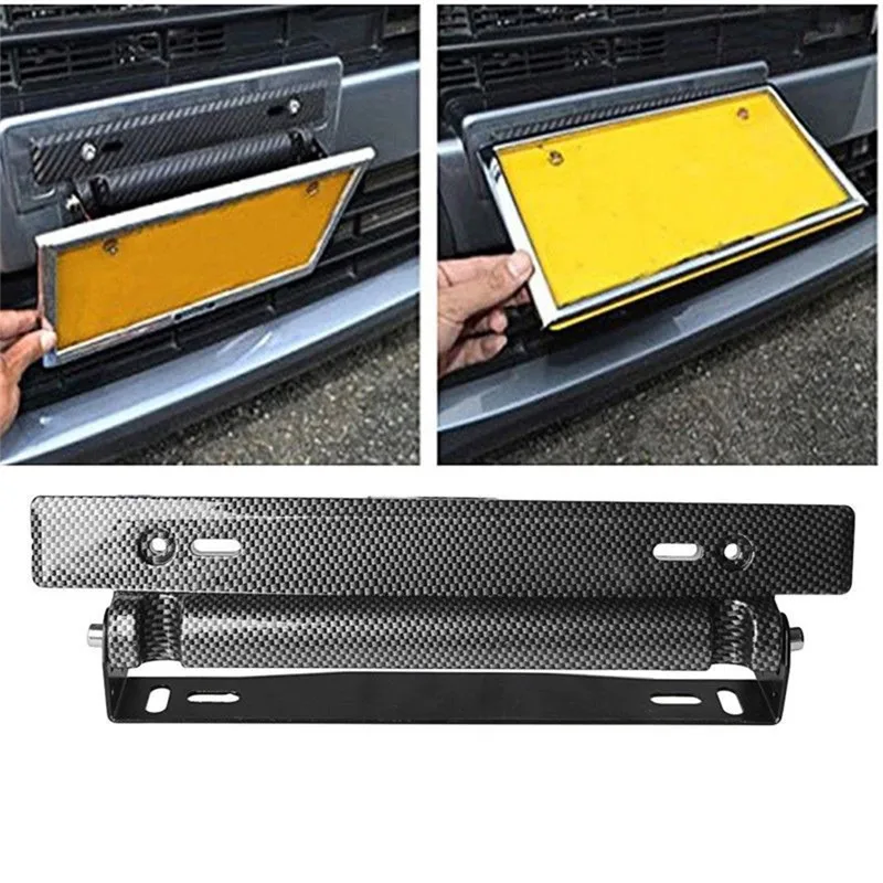 Car-styling Universal Adjustable Auto Mount Bracket Car License Plate Frame Holder Carbon Fiber Racing Number Plate