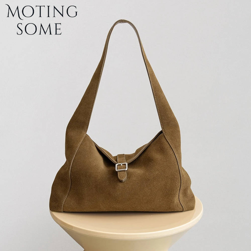 

Motingsome Suede Genuine Grade Leather 2025 New Shoulder Messenger Bag Large Commuter Autumn and Winter Purse Cowhide Tote Bag