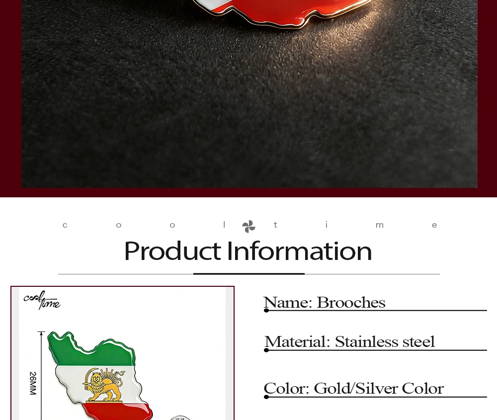 COOLTIME Iran Persien Flaggen-Anstecknadeln Metall Iranischer Löwe und Sonnenkrone Nationales Umfangsmotiv Abzeichen Großpackung Souvenir-Serie Geschenke Brosche – Detail 5
