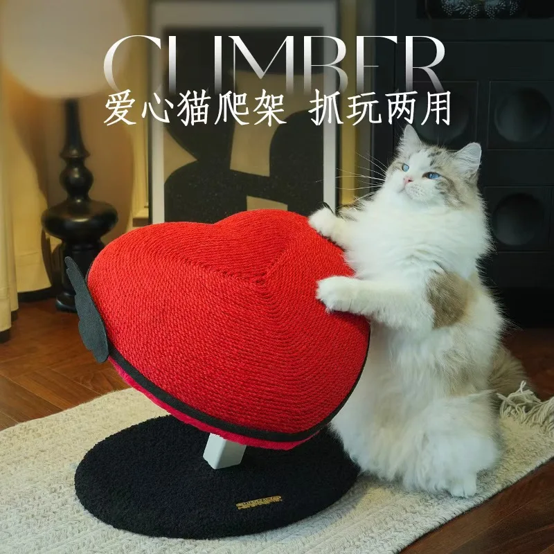 

Heart-Shaped Sisal Cat Scratching Post - Durable Vertical Cat Tree Scratcher Toy for Indoor Cats