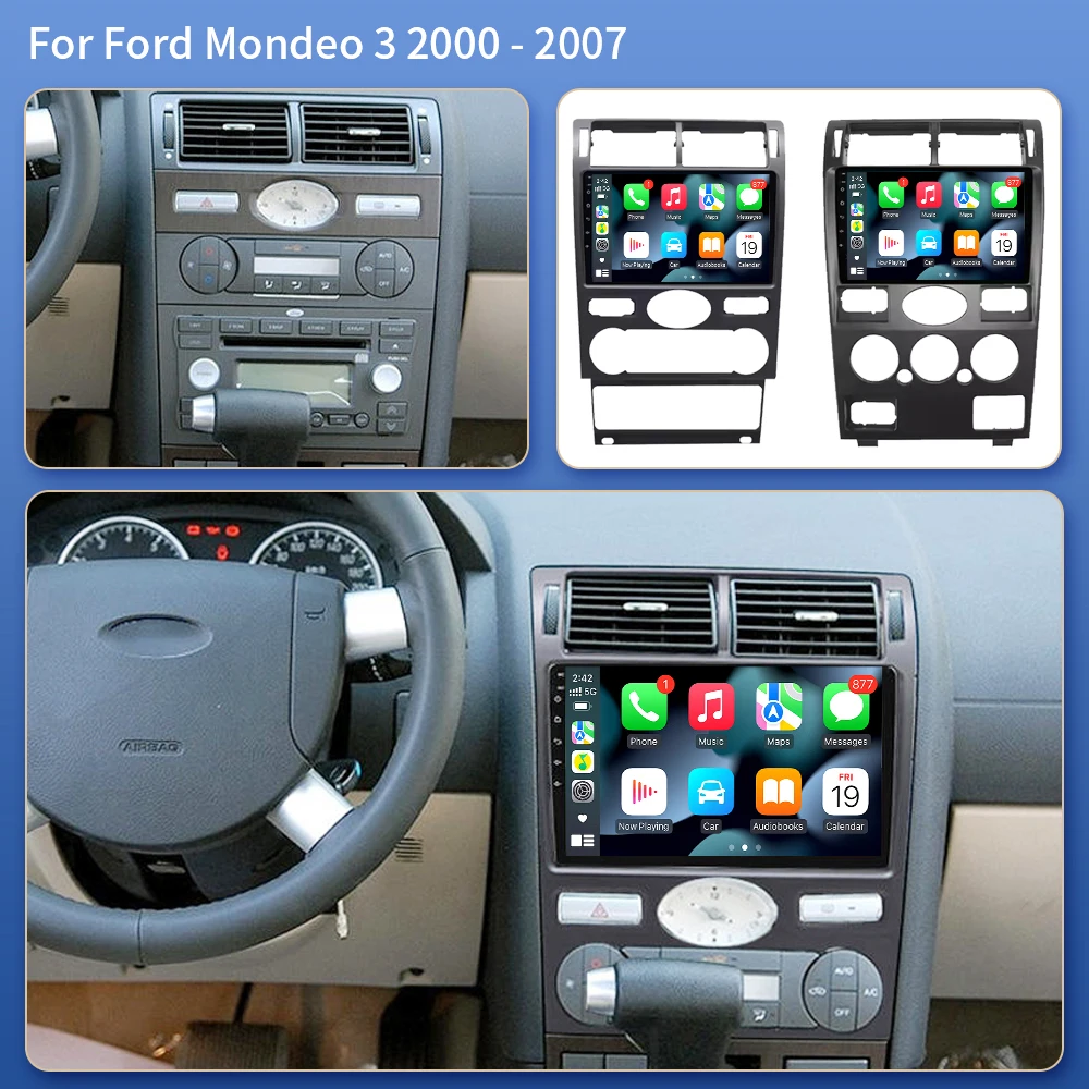 Car Radio Android 16 For Ford Mondeo MK 3 2000 2001 2002 2003 2004 2005-2007 Carplay Android Auto Player 4G WIFI 2Din GPS Navi
