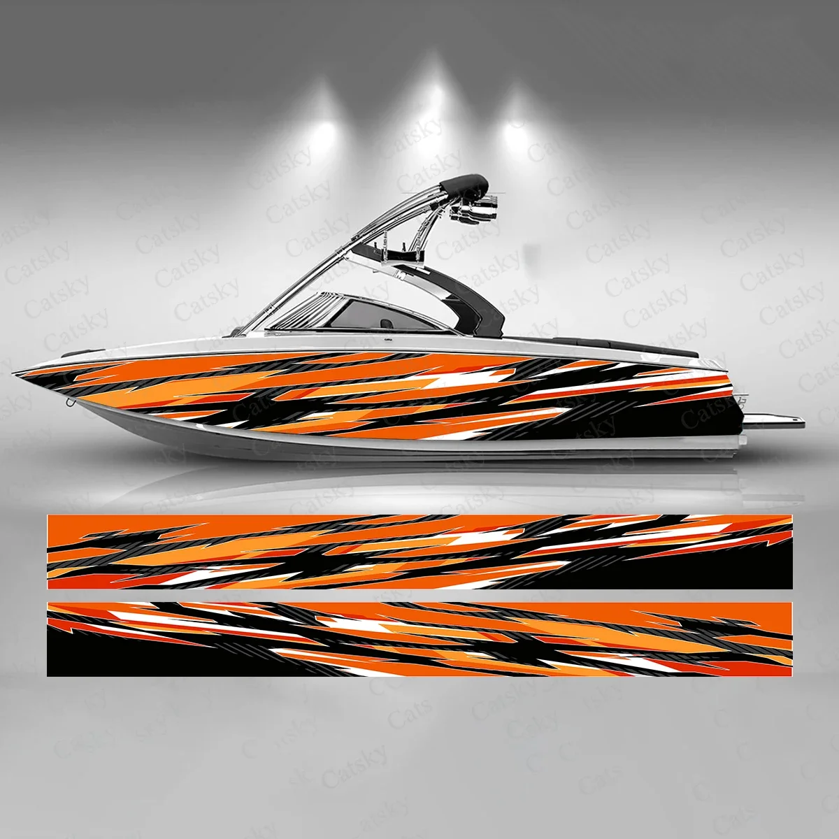 Colorful Gradient Stripes Dynamic Lines Unique Boat Sticker Vinyl Ship Pontoon Deck Boat Fishing Decorative Pontoon Boats Decal