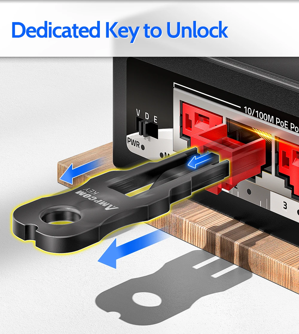 AMPCOM RJ45-Einsatzschloss mit Schlüssel, staubdichter Netzwerkstecker mit physischer Anti-Datenlecksicherung für Switch, Router, Rechenzentrum – Detail 6