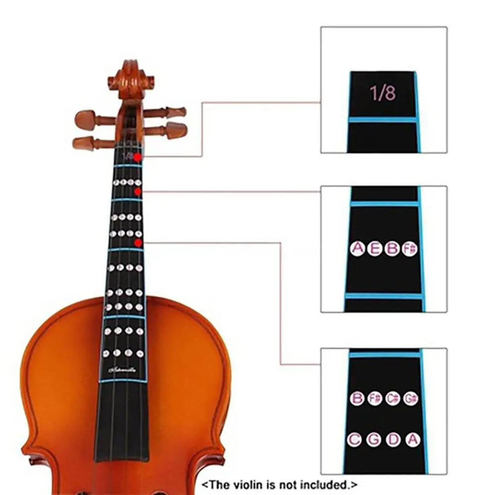 1/8-4/4Violin Fingerboard Stiker Fretboard Catatan Label Finge Grafik Praktek Jari Panduan Pemula Biola Bagian Aksesoris