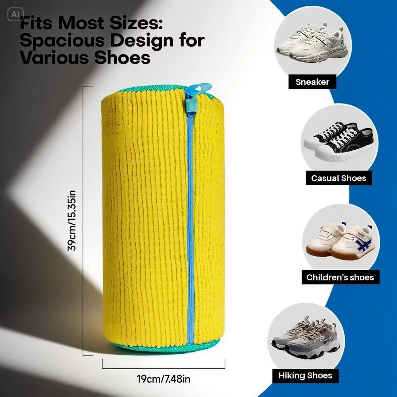 1/2PCS Shoe Washing Bag for Washing Machine Zipper Laundry Bag for Sneakers Slippers Soft Mesh Shoe Cleaner Organizer