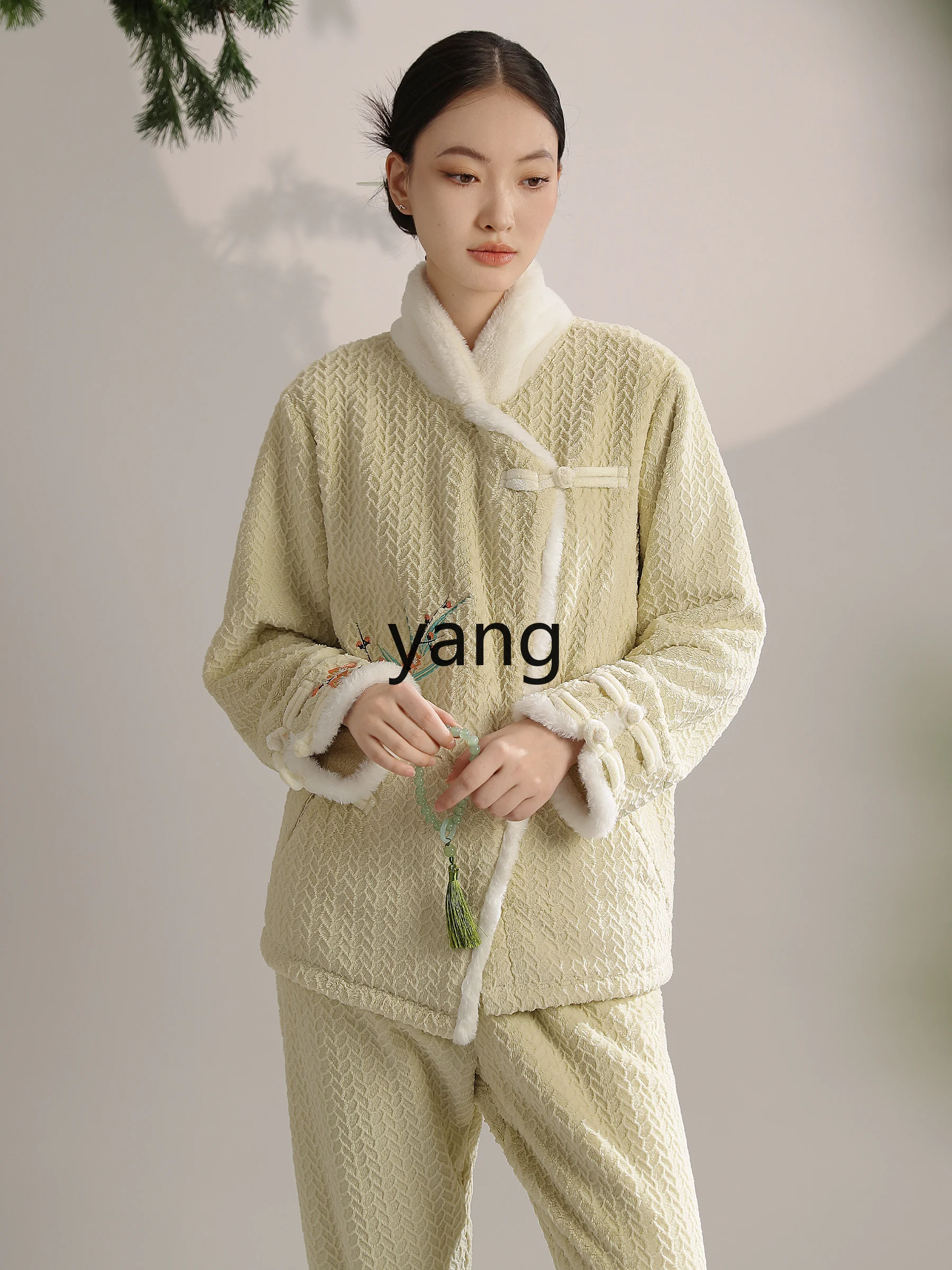 LMM warm premium pajamas women's autumn and winter fleece thickened loungewear set