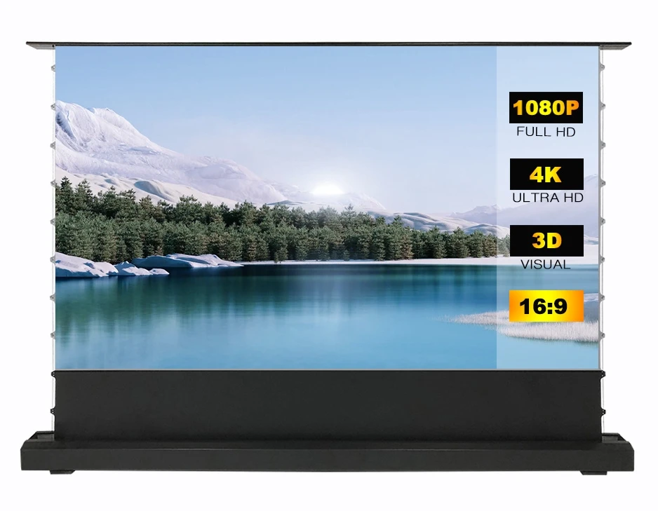 

72-120'' Inch Floor Rising Projection Screen Alr Ust Floor Rising Floor Lifting Motorized Screen 4K UST Projector Screens