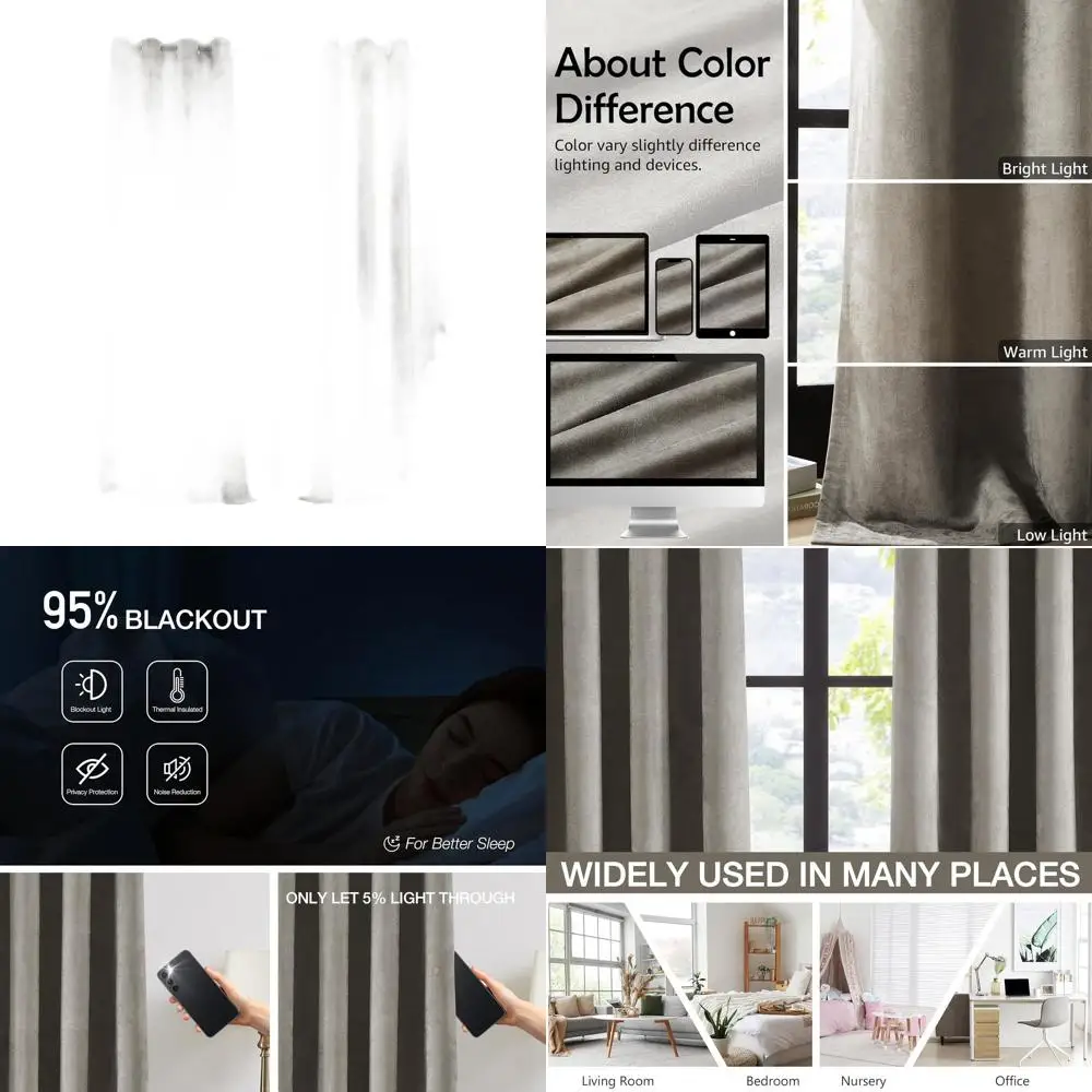 

Luxury Blackout Curtains, 95% Light Blocking, Thermal & Noise Insulated, Soft Velvet Grommet, 54x95 for Living Room, Bedroom, Nu