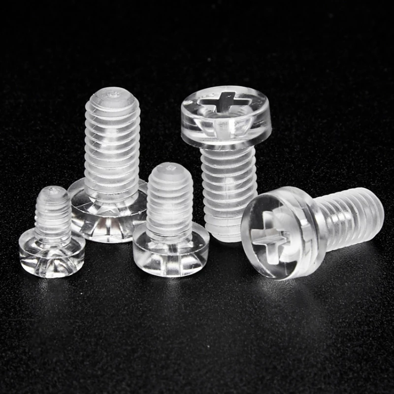 M2 M2.5 M3 M4 M5 M6 M8 Transparent Acrylic Cross Round Head Screws Plastic Insulated Cross Bolt