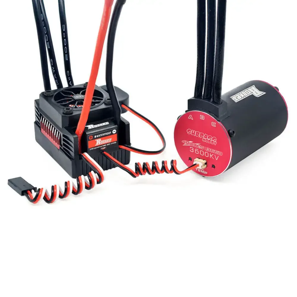 VoltSRocket V2 Supersonic Brushless Dc Motor 3660 +80A ESC Combo for RC Car 1/10 on Road/Buggy Monster Cars