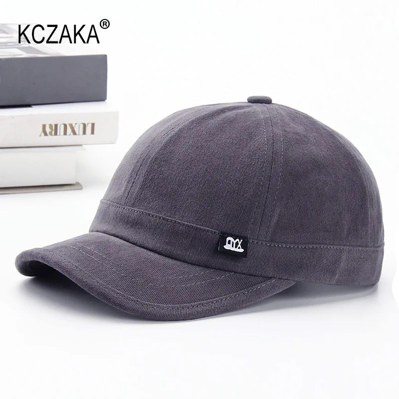 5cm Short Brim Baseball Cap for Men Casual Soft Top 6 Panels Cotton Snapback Caps for Women Solid Short Billed Umpire Dad Hats