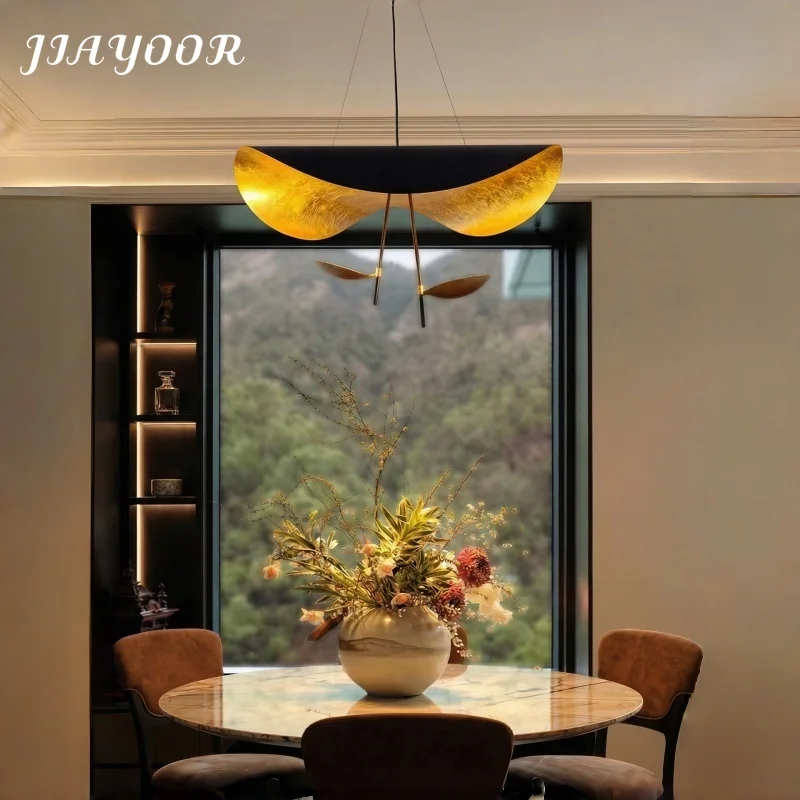 Mid Century Brim Dining LED Pendant Light Designer Style Light Luxury Vintage Bar Atmosphere Main Lamp Home Changeable