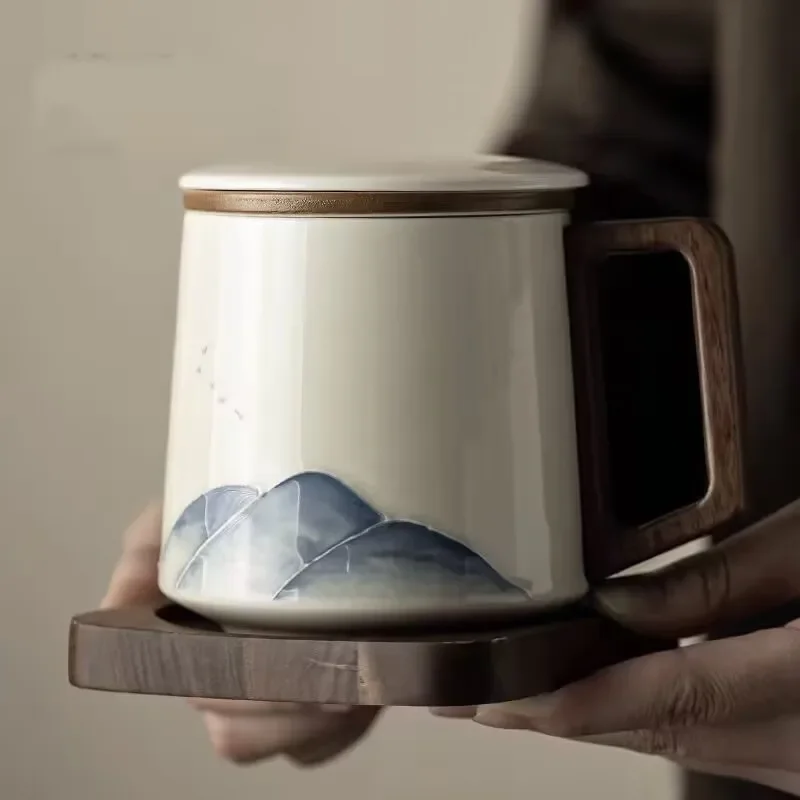 Shanshan Erchuan Cultural and Creative Tea Cup Tea Water Separation Office Cup Gift for Elderly Father Leader’s Suitable Gifts