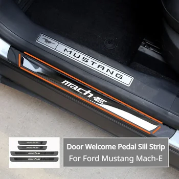 Tira de alféizar de Pedal de puerta para Ford Mustang Mach-E, barra de umbral externa, pegatinas antipasos, protección, accesorios interiores de coche