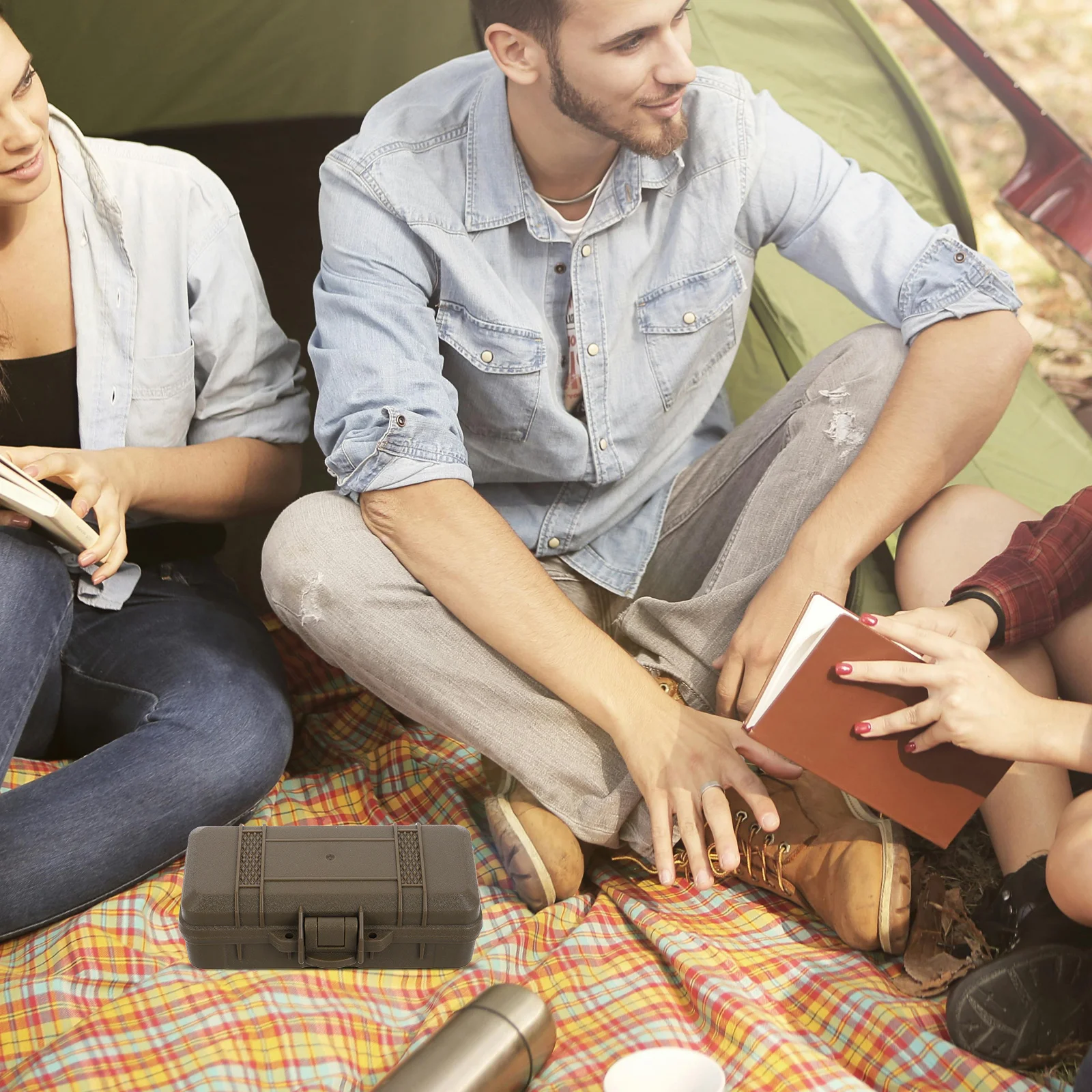 

3 Layer Foam Tactical Equipment Storage Box Matte Finish Shockproof Portable Survival Case for Camping Hiking Fishing Outdoor