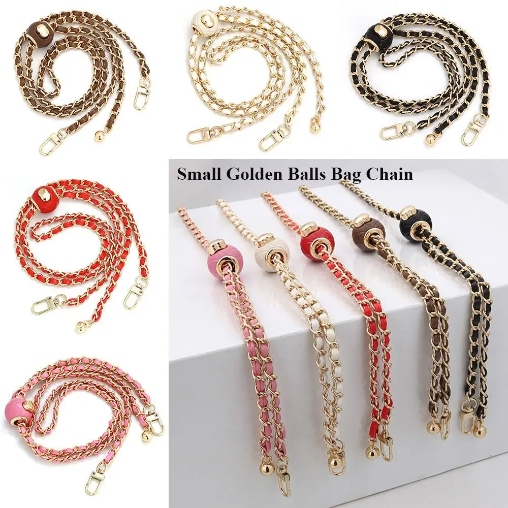 Fashion Metal PU Leather Bag Chain Small Golden Balls Chain Adjustable Length Replacement Shoulder Belt Handbag Accessories