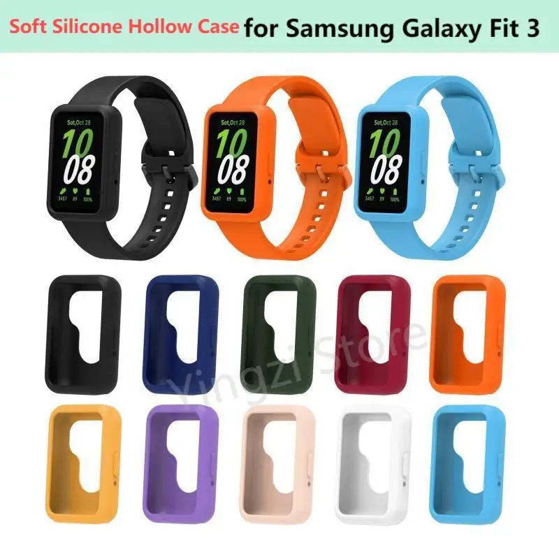 Pára-choques oco de sílica macia para samsung galaxy fit 3 samrt pulseira de relógio capa protetora tela para galaxy fit3 protetor
