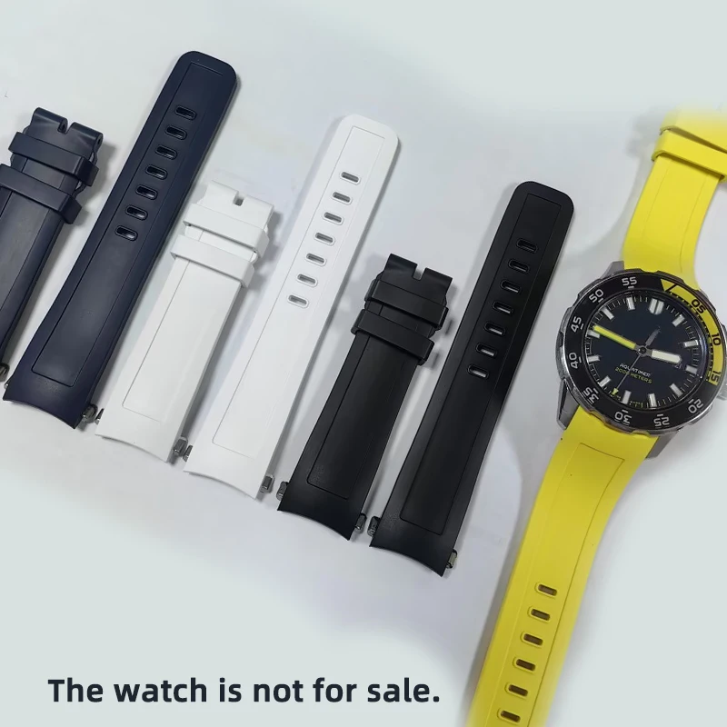 22MM Blue High Quality Fluororubber Watch Strap For IWC AQUATIMER FAMILY IW356802 376705  376710 376711 Rubber Watchband Chain