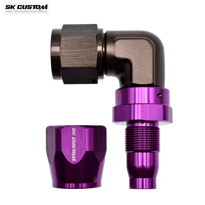 SK CUSTOM Aluminum Braided Oil Hose Fitting Right Angle Fitting Engine Oil Radiator Fitting AN4 AN6 AN8 AN10