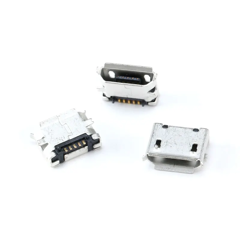 connettore a saldare micro USB tipo "B" femmina 4 fiss. verticali 5pin