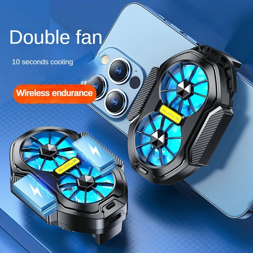 New Dual Fan 600mah Rechargeable Mobile Phone Radiator Large Air Volume Back Clamped Mobile Phone Cooling Fan for IPhone Samsung