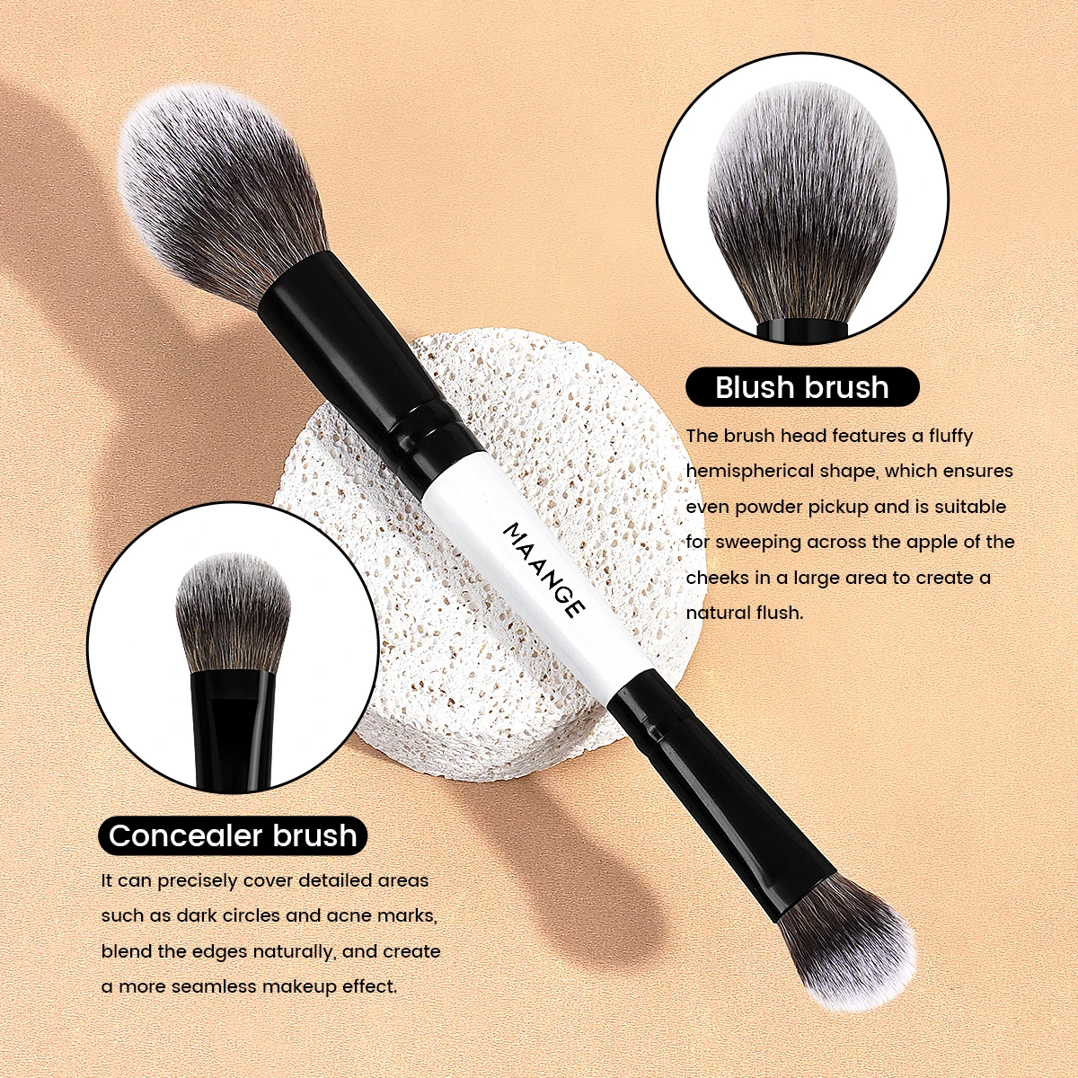 MAANGE 2本入り ディテールコンシーラーブラシ 三角スロープ 完璧な美しさ メイクアップ ブラッシュブラシ リキッドクリーム バフブレンド フェイス用
