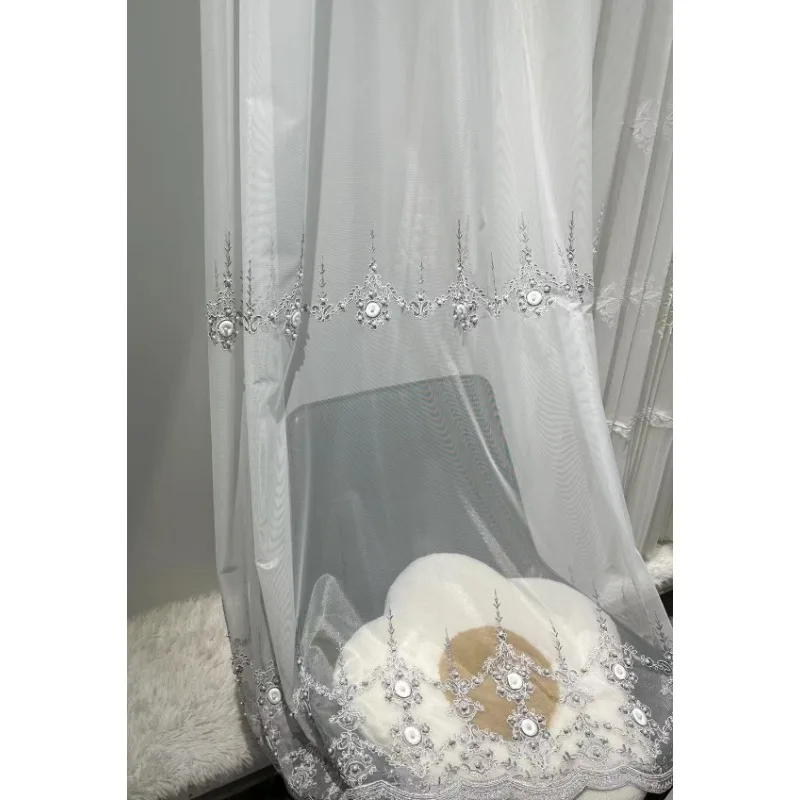 New Pearl Embroidered Gauze Curtains Light Luxury Modern Simple Fashion Living Room Bedroom Balcony Curtains