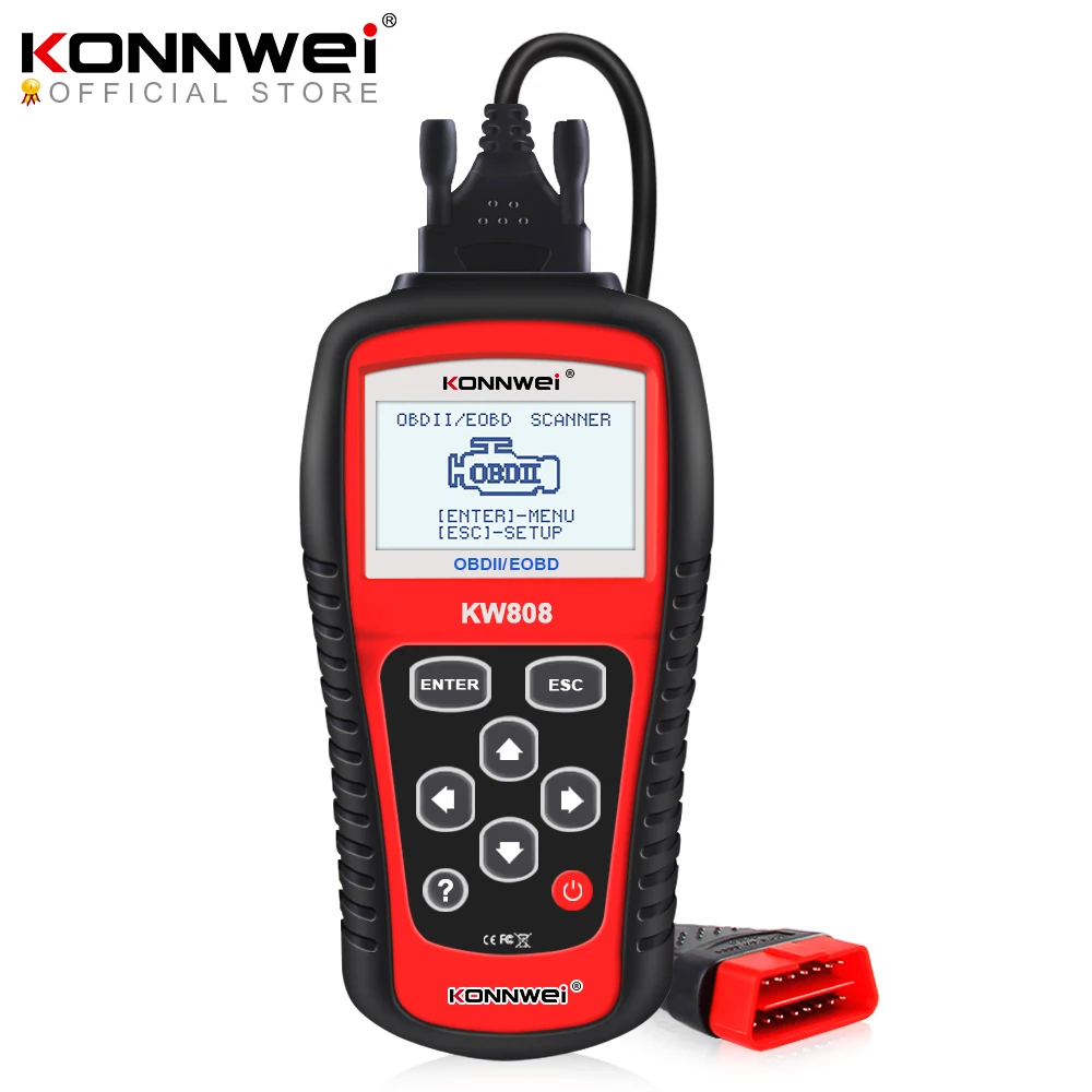 Konnwei kw808 obd 2 scanner de carro obd2 auto automotivo ferramenta scanner diagnóstico motor fualt leitor código odb ferramentas para carros