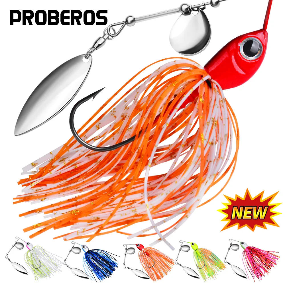 PROBEROS 1/5PCS Spinner Bait - Ideal for Bass, Silicone Rubber Jig Skirt Salmon, Pike, and Trout Fishing