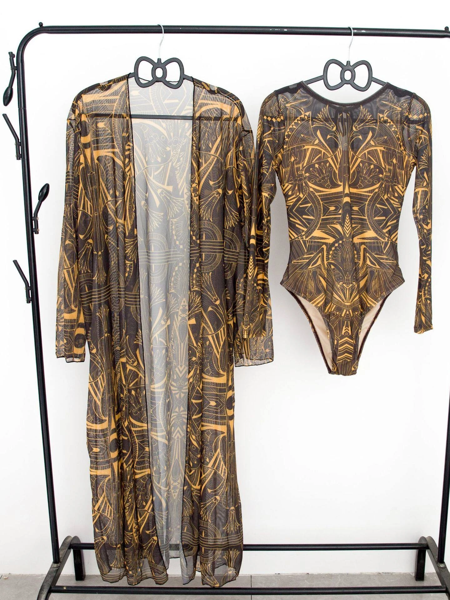 

Sun Protection Mesh Bikini One-Piece Swimsuit Women's Fashionable Surfing Suit with Chest Pad No Steel Support Polyester