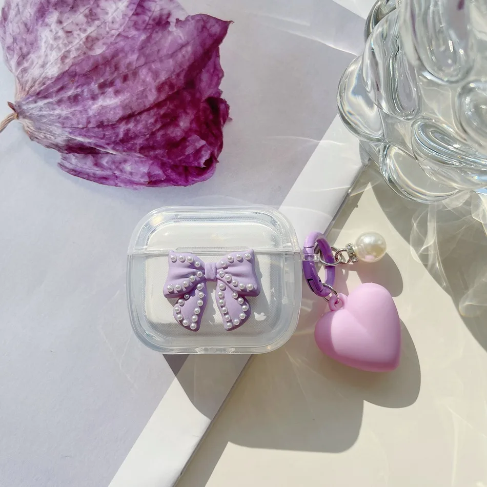 Mini Pro 4 TWS / Mini Pro 5 / Pro 4TWS Case śliczne miłość łańcuszek shell kolorowe motyl silikonowe słuchawki pokrywa Air pro 4